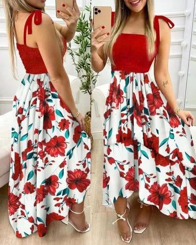 Maxivestido top crepe floreado